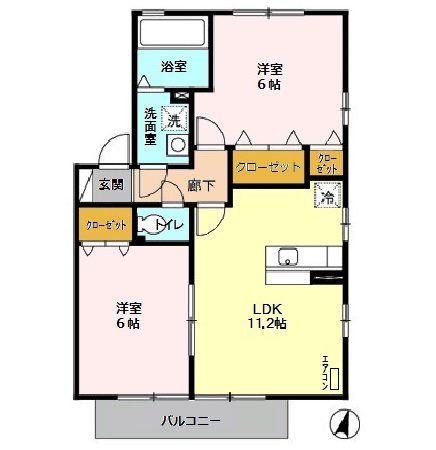 狭山市広瀬東のアパートの間取り