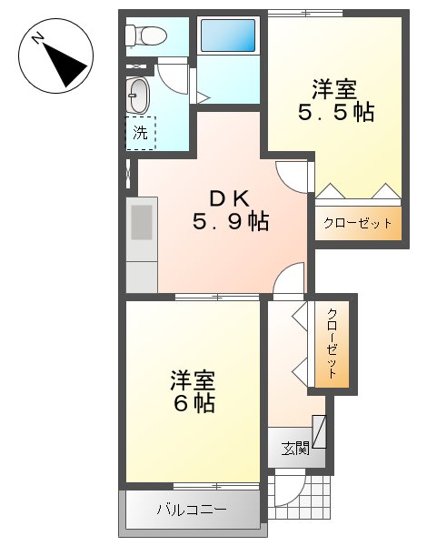 クワイエットヒル　Ｙ・Ｋの間取り