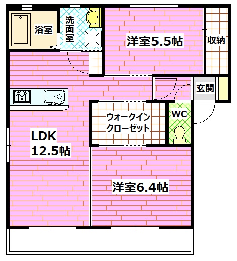 安芸郡熊野町萩原のアパートの間取り