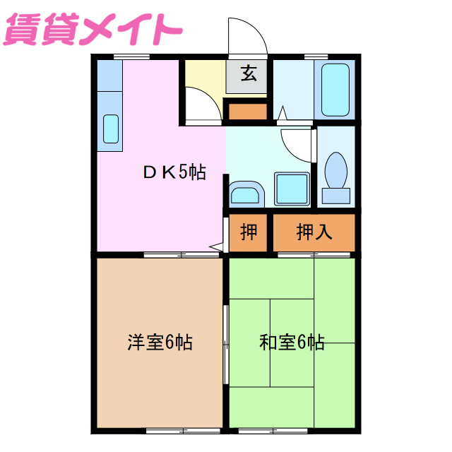 津市上浜町のアパートの間取り