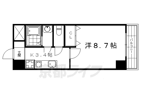 京都市中京区雁金町のマンションの間取り