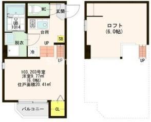 西宮市郷免町のアパートの間取り