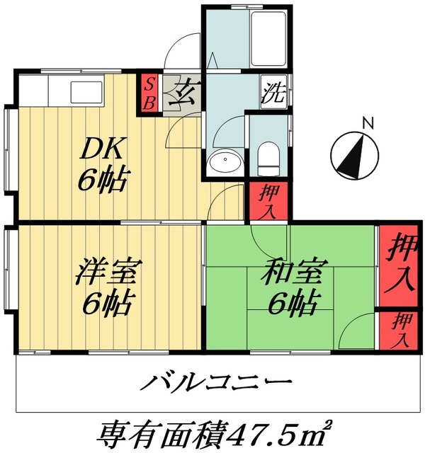 市川市新井のアパートの間取り