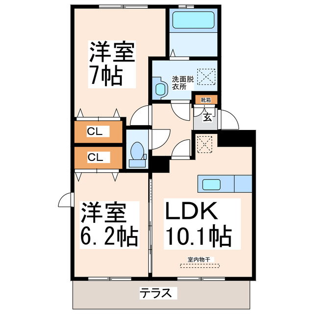 菊池郡菊陽町武蔵ヶ丘北のアパートの間取り