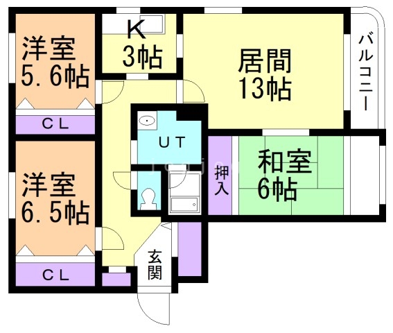 札幌市北区篠路八条のマンションの間取り