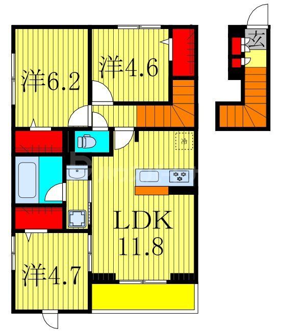 船橋市東船橋のアパートの間取り