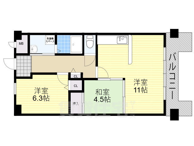 吹田市穂波町のマンションの間取り