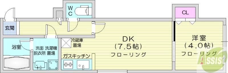 地下鉄東西線 西２８丁目駅 徒歩4分 4階建 築19年の間取り写真