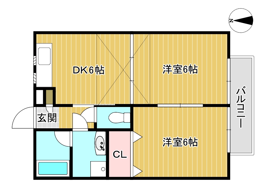 仙台市若林区大和町のアパートの間取り