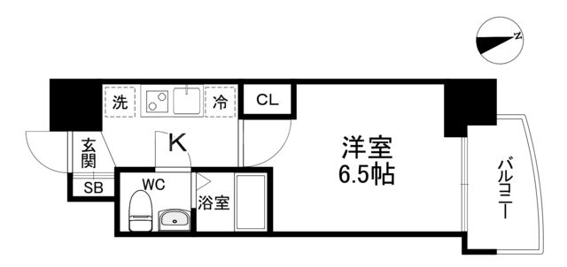 大阪市中央区船越町のマンションの間取り