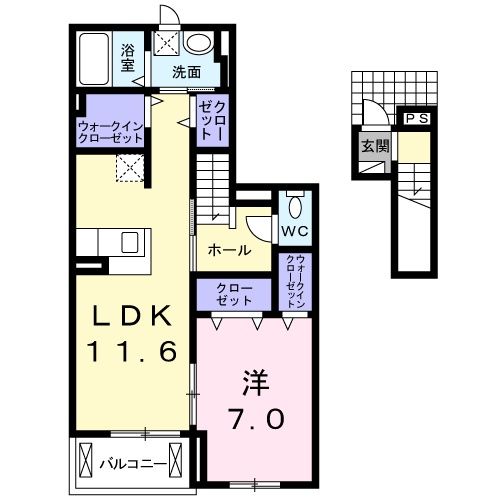 岩倉市東町のアパートの間取り