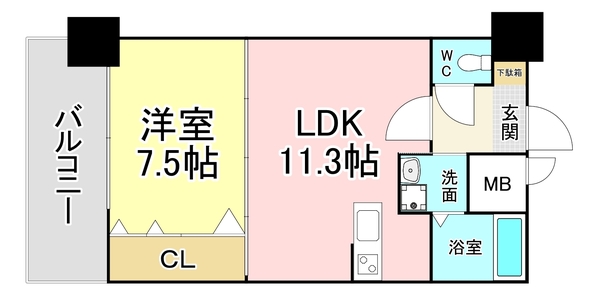 ＮＯ．６５　クロッシングタワーＯＲＩＥＮＴ　ＢＬＤの間取り