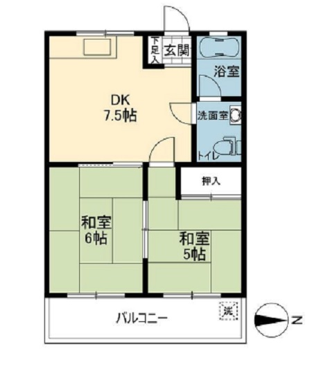 横浜市南区永田山王台のアパートの間取り