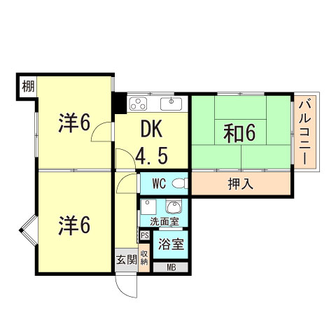 神戸市灘区城内通のマンションの間取り