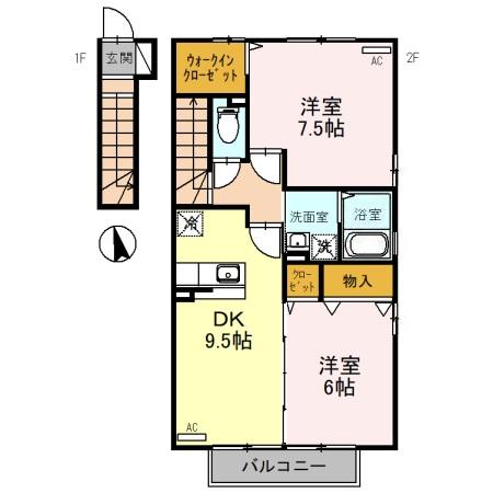 射水市戸破のアパートの間取り