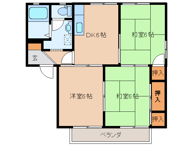 相楽郡精華町桜が丘のアパートの間取り