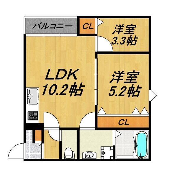 半田市前崎東町のアパートの間取り