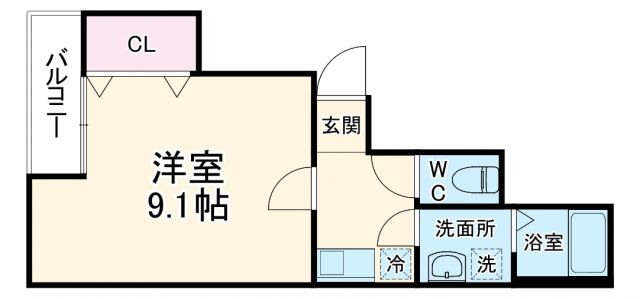 京都市下京区高辻大宮町のアパートの間取り