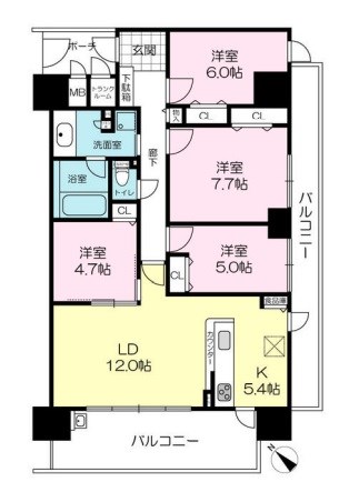 加古川市加古川町篠原町のマンションの間取り