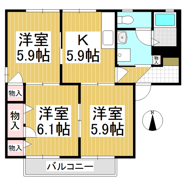 上田市大屋のアパートの間取り