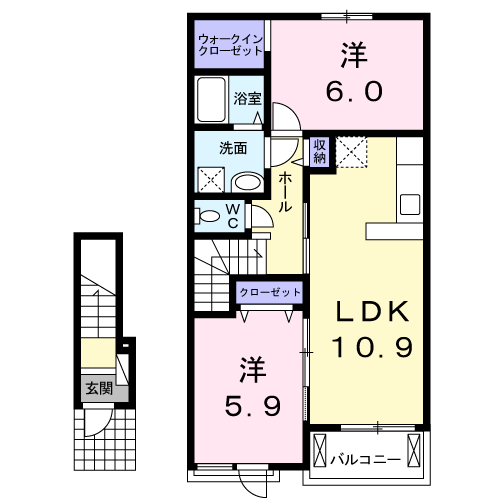 ひたちなか市大字田彦のアパートの間取り