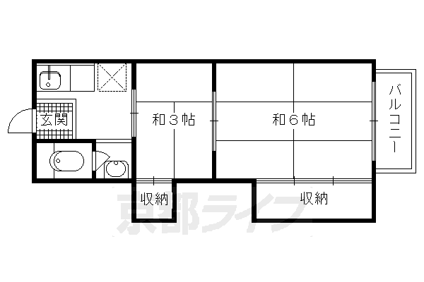 【京都市左京区一乗寺高槻町のアパートの間取り】