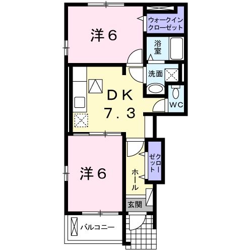 直方市大字感田のアパートの間取り