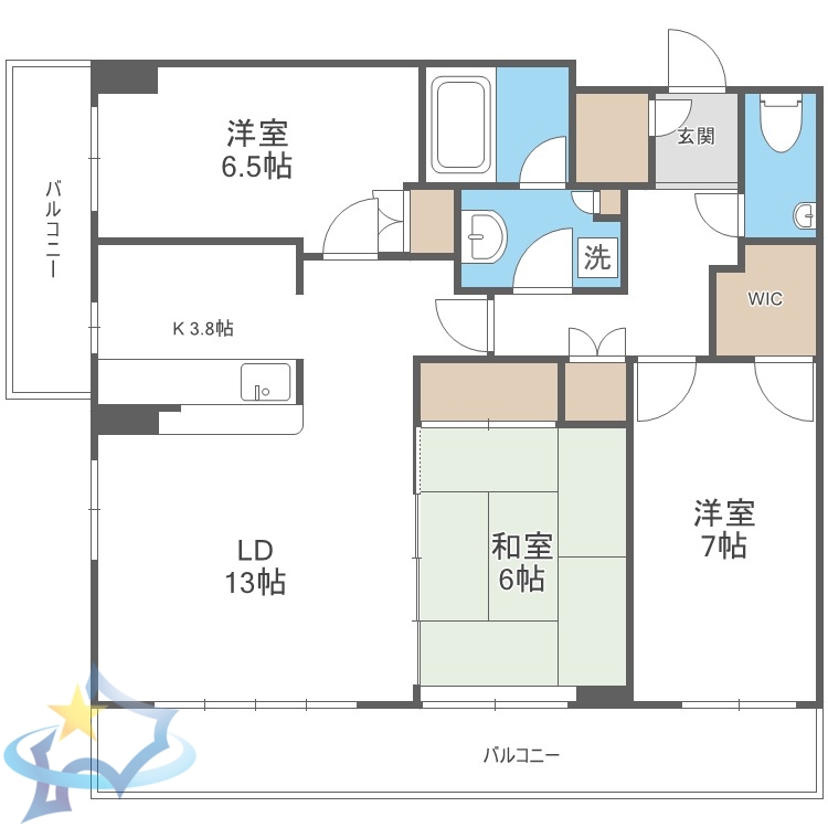 札幌市中央区北二条東のマンションの間取り