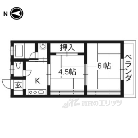 宇治市槇島町のアパートの間取り