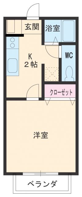 小牧市大字北外山のアパートの間取り