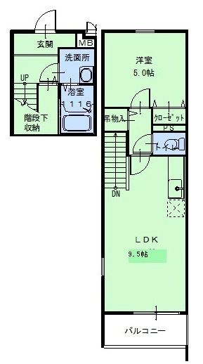 スリーハーブズ　メルヴェーユ三国ヶ丘の間取り