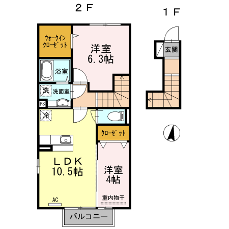 鹿児島市山田町のアパートの間取り