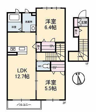 ラ・パーチェ　ナガオカ　Ｆ棟の間取り