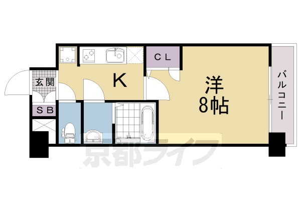 京都市下京区西七条西石ケ坪町のマンションの間取り