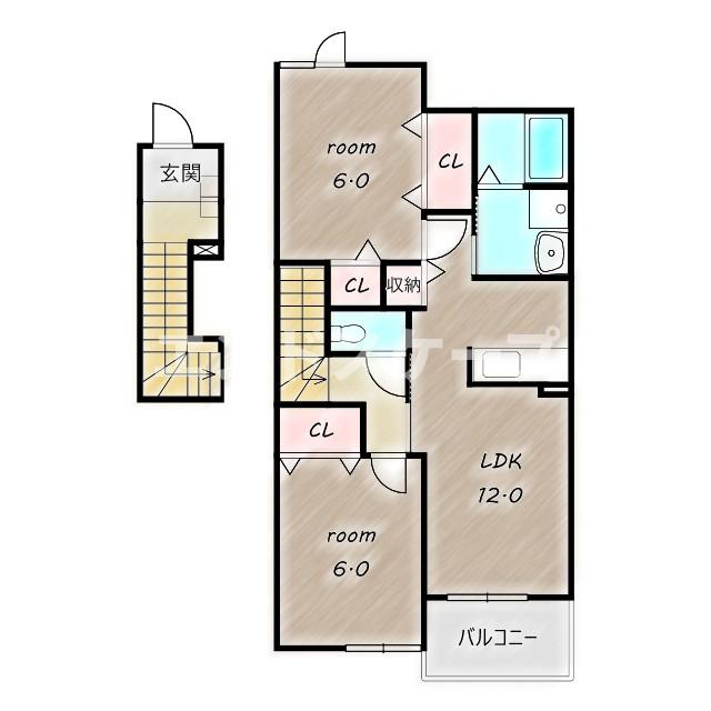 高崎市中里見町のアパートの間取り