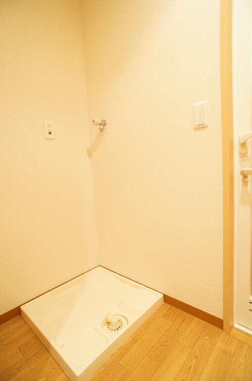 洗面設備　大き目洗濯機も置けます。