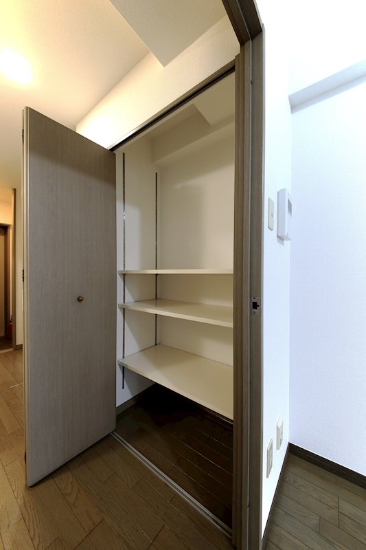 収納　廊下には扉付きストレージが備わります。※リフォーム後現況優先