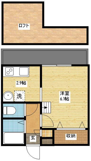 長崎市三原のアパートの間取り