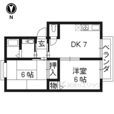 京都市西京区上桂前田町のアパートの間取り