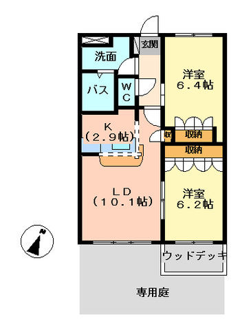 ひたちなか市大字馬渡のアパートの間取り