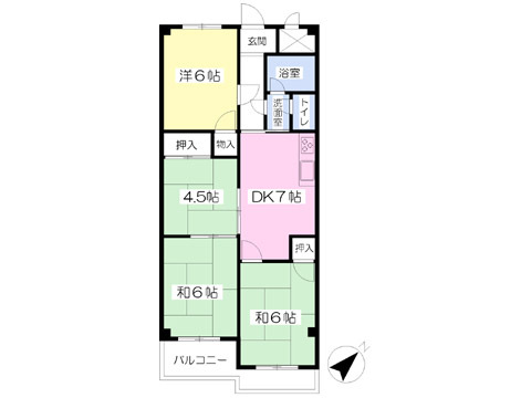 松山市西石井のマンションの間取り