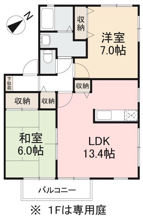 高松市由良町のアパートの間取り