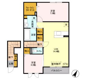 ＪＲ武蔵野線 東浦和駅 バス乗車時間：8分 最寄りバス停で下車 徒歩4分 2階建 築15年の間取り写真