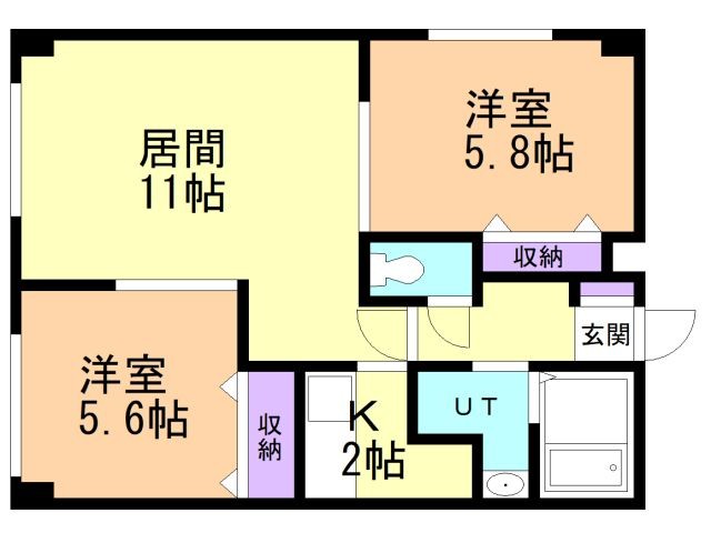 函館市海岸町のマンションの間取り