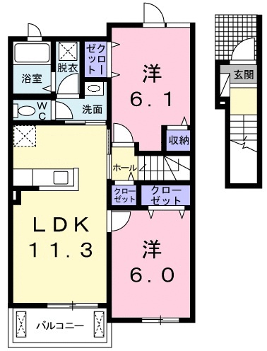 神戸市西区岩岡町西脇のアパートの間取り