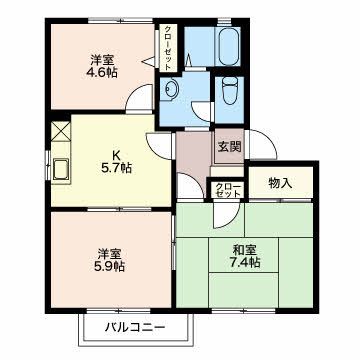 豊橋市清須町のアパートの間取り