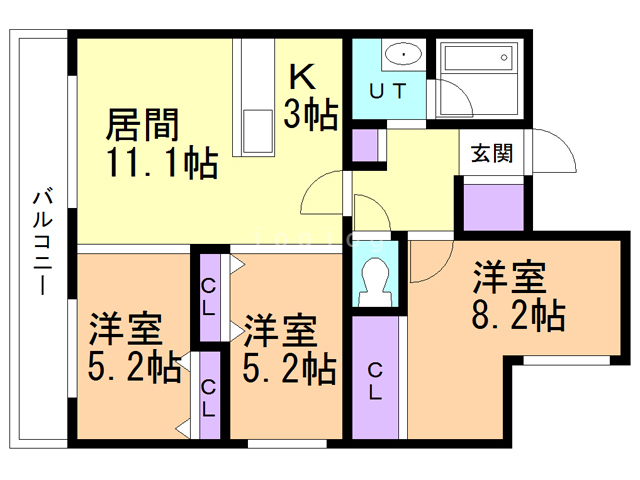 札幌市中央区南十七条西のマンションの間取り