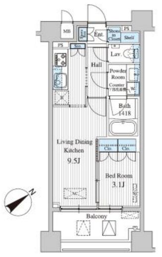 港区赤坂のマンションの間取り