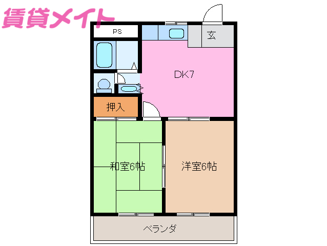 津市一志町高野のマンションの間取り