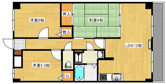 広島市西区井口のマンションの間取り